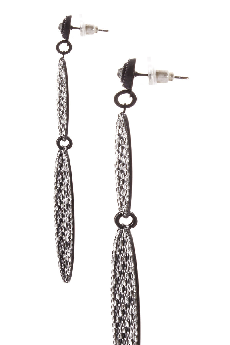 Black and Grey Crystal Hoop Earrings